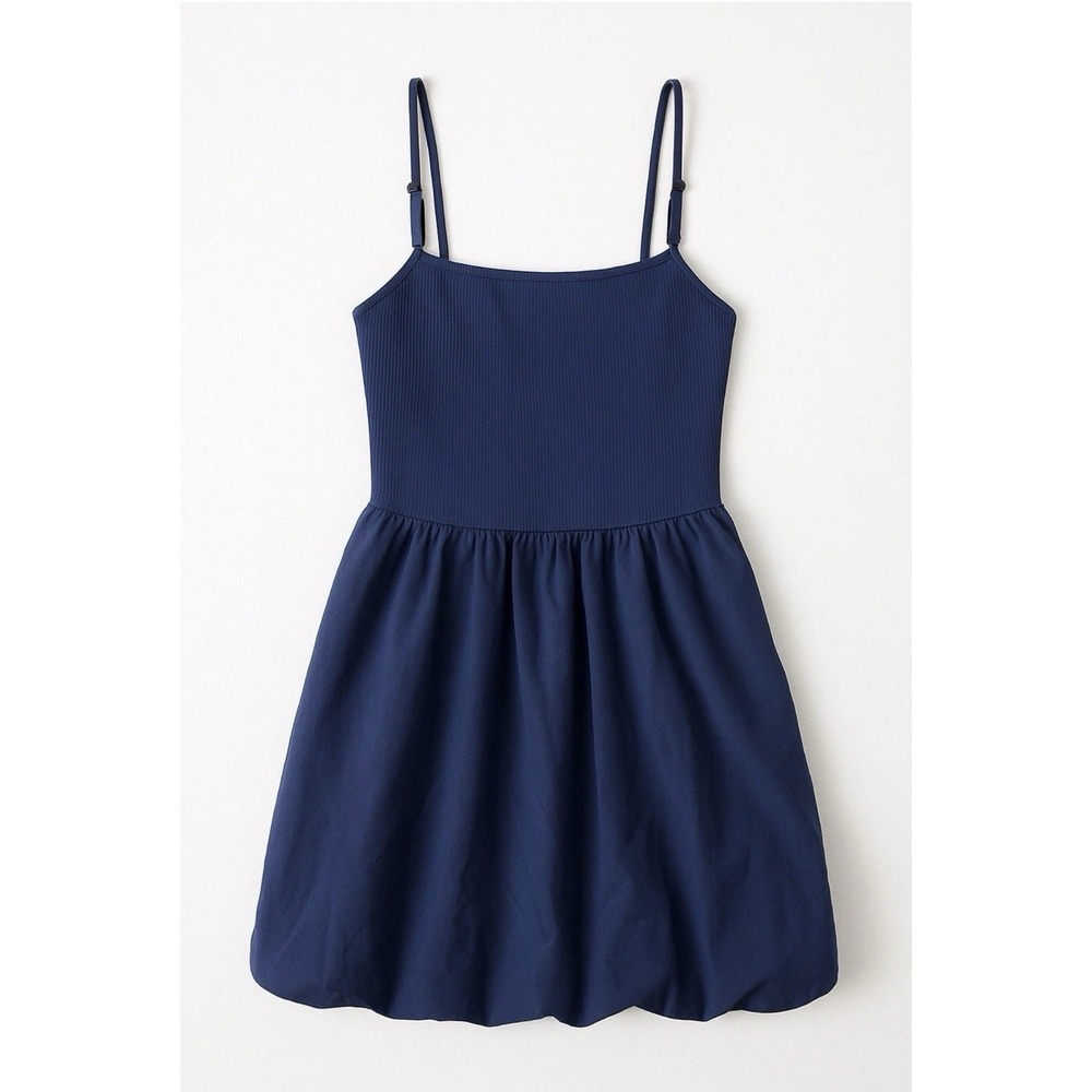 NWT Aerie OFFLINE Ribbed Bubble Skirt Dress Navy Blue Adjustable Straps Size XL